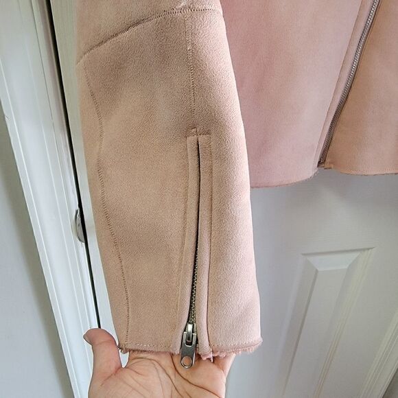 ZARA Pink Shearling Faux Suede Jacket XS - Picture 5 of 11